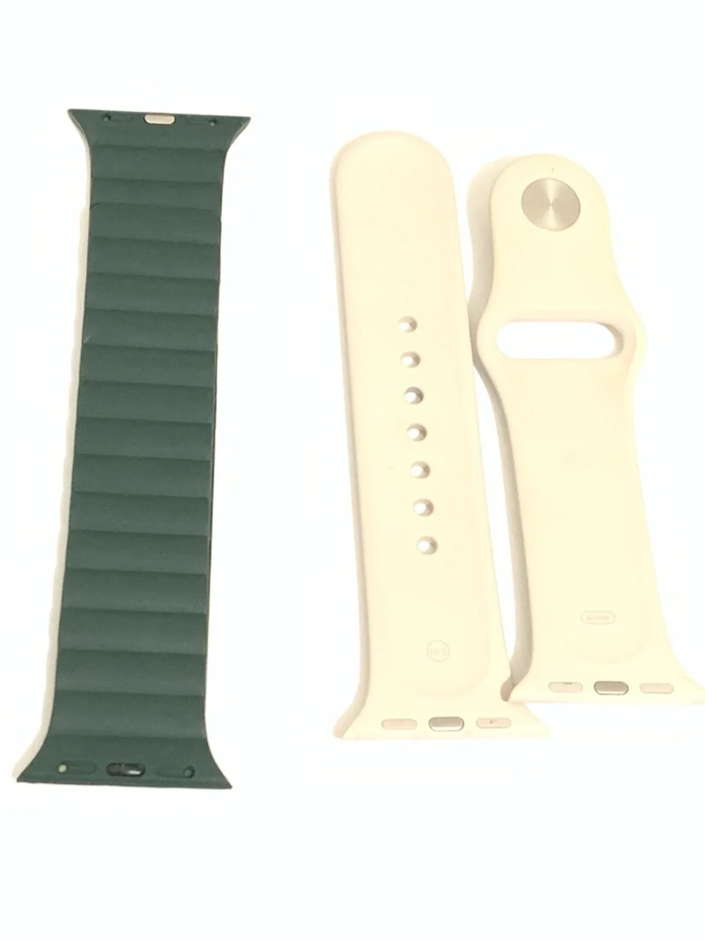 Apple Silicone Watch Band Pair - Dark Green and Cream
